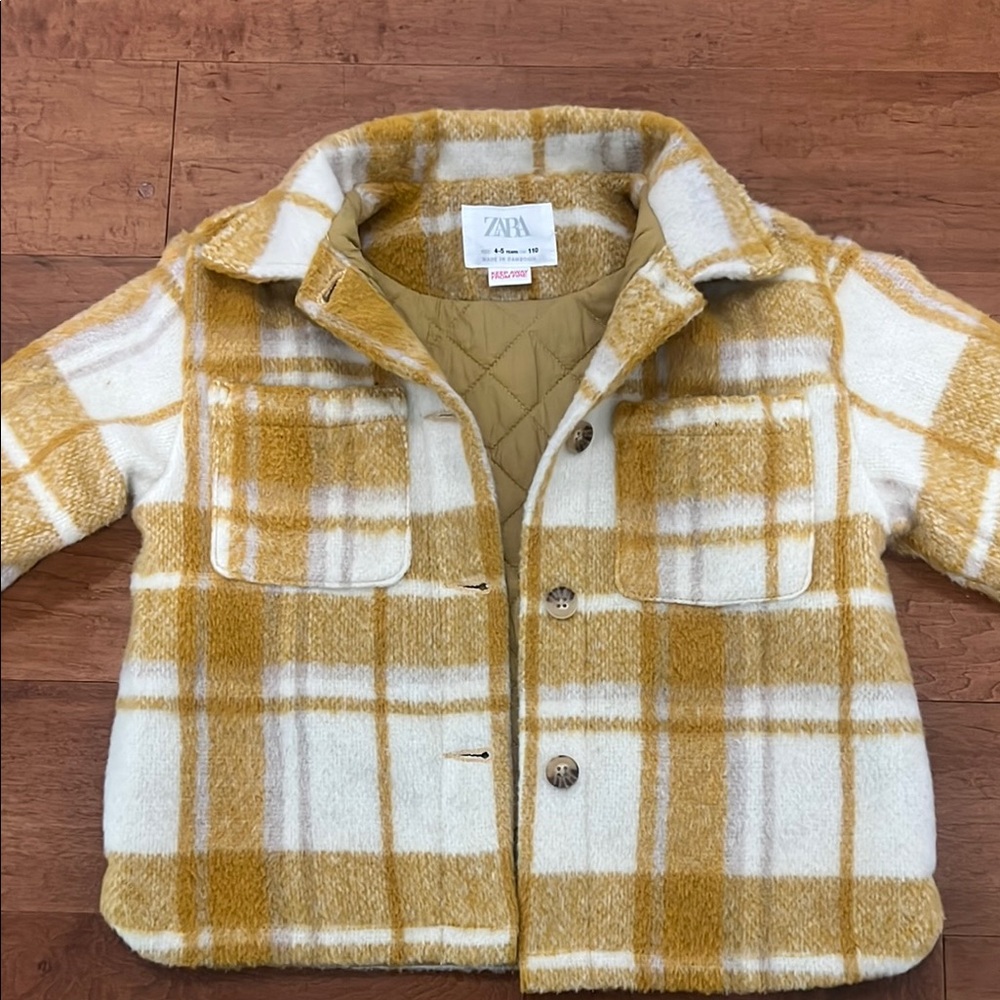 Zara Yellow and White Puffer Jacket